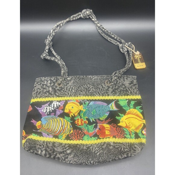 PAUL BRENT Canvas Beach Life Collection Handbag Purse Fish - Picture 1 of 6